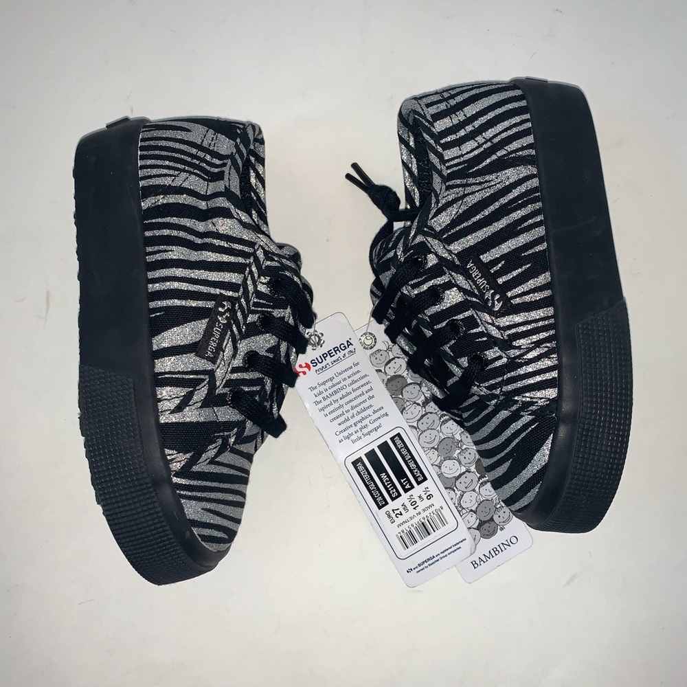 Superga Bambino Zebra Print Black Silver Sneaker - Picture 5 of 10